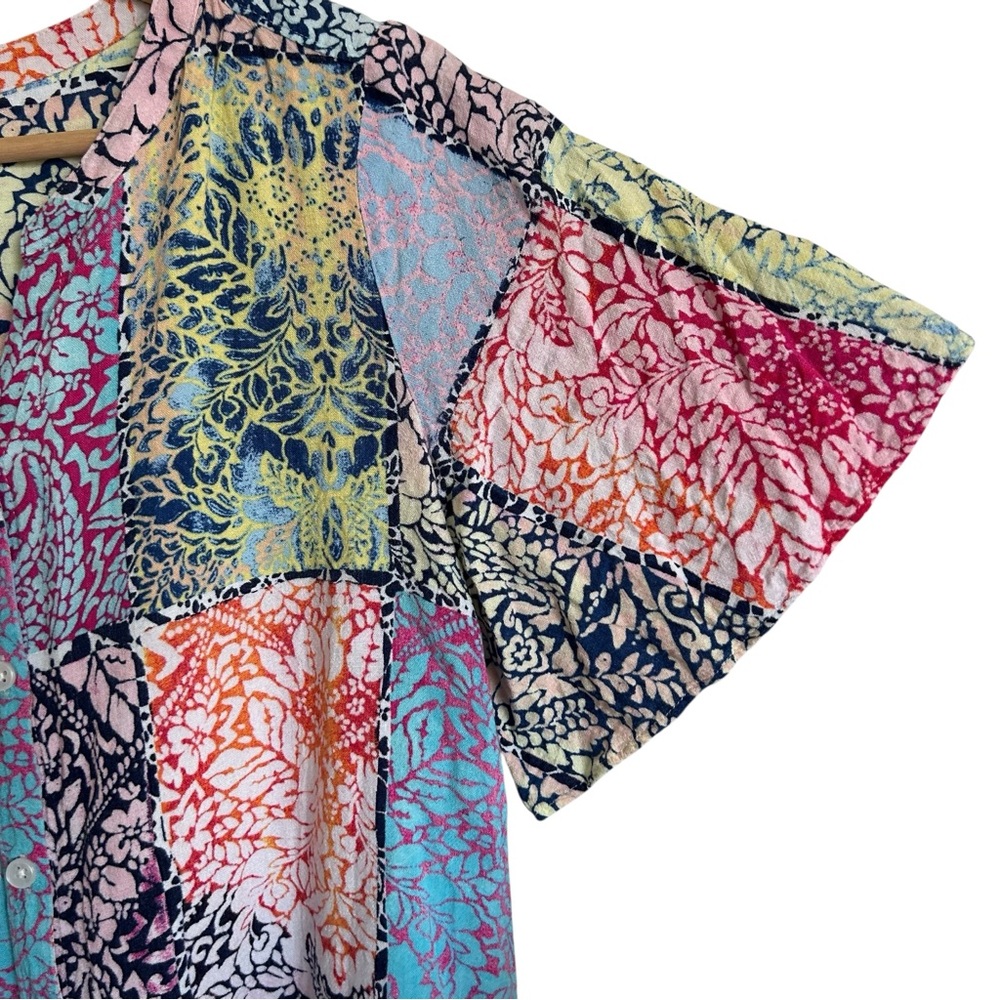 Chico’s Multi Colored Patchwork Short Bell sleeve… - image 4